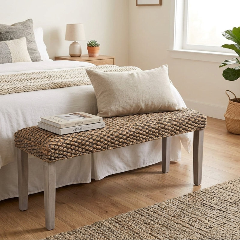 Banc de hall d'entrée en bois Brackett, Gris antique, Gris
