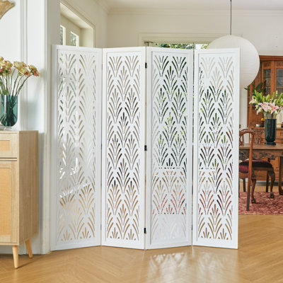 5.75ft Room Divider Solid Wood Natural Privacy Screen