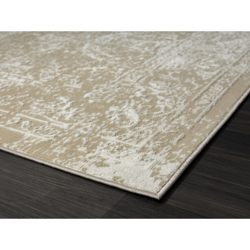 Tapis beige clair tissé à la machine Waxler