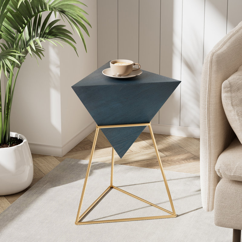 Table de bout moderne à motif géométrique, Bleu