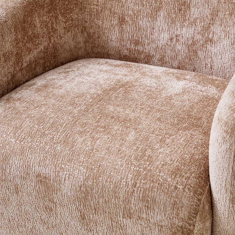 Fauteuil pivotant moderne en chenille avec base en bois massif de 35 po Berklie, Sable