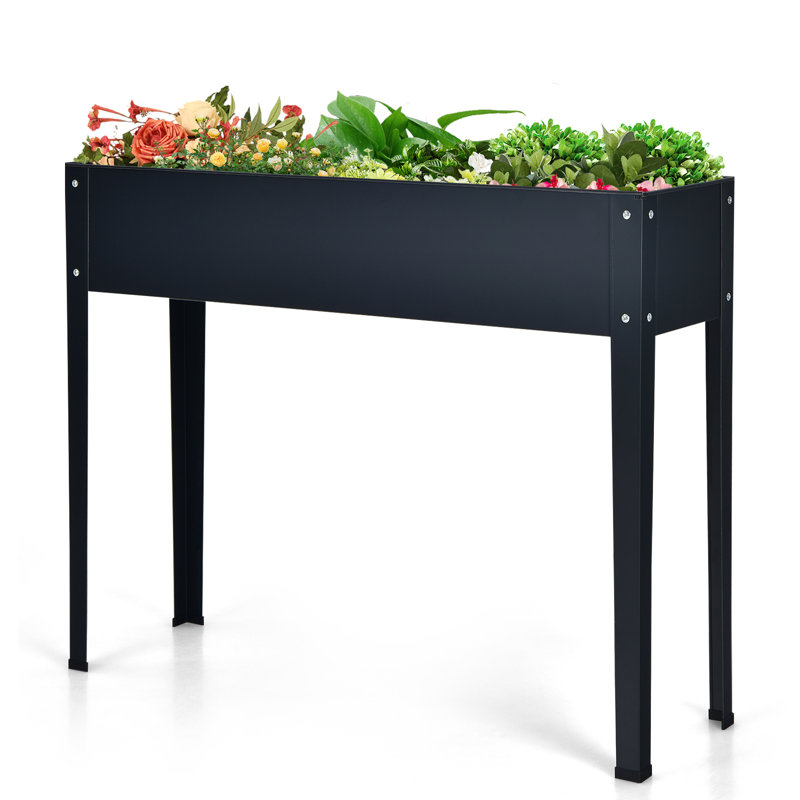 Ranier Wood Elevated Planter, Black