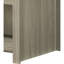 Table basse en chêne gris avec nombreuses tablettes ouvertes et plateau de table chic avec plateau avant en noyer de 43 po