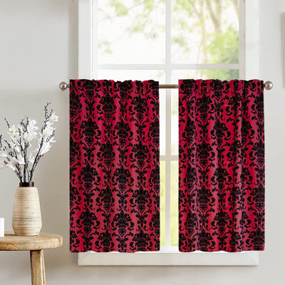 Poplin Damask Floral Cafe Tier Curtains