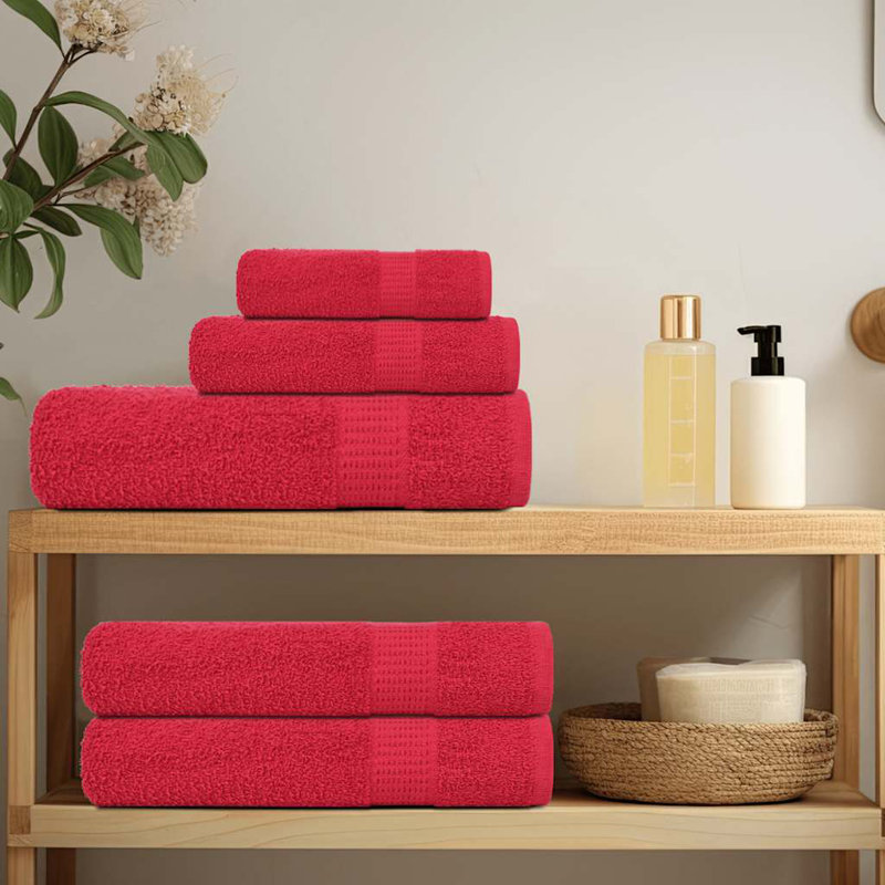 Sawiki 100% Cotton Bath Towels, Red, Beach Towel - 10 Pack