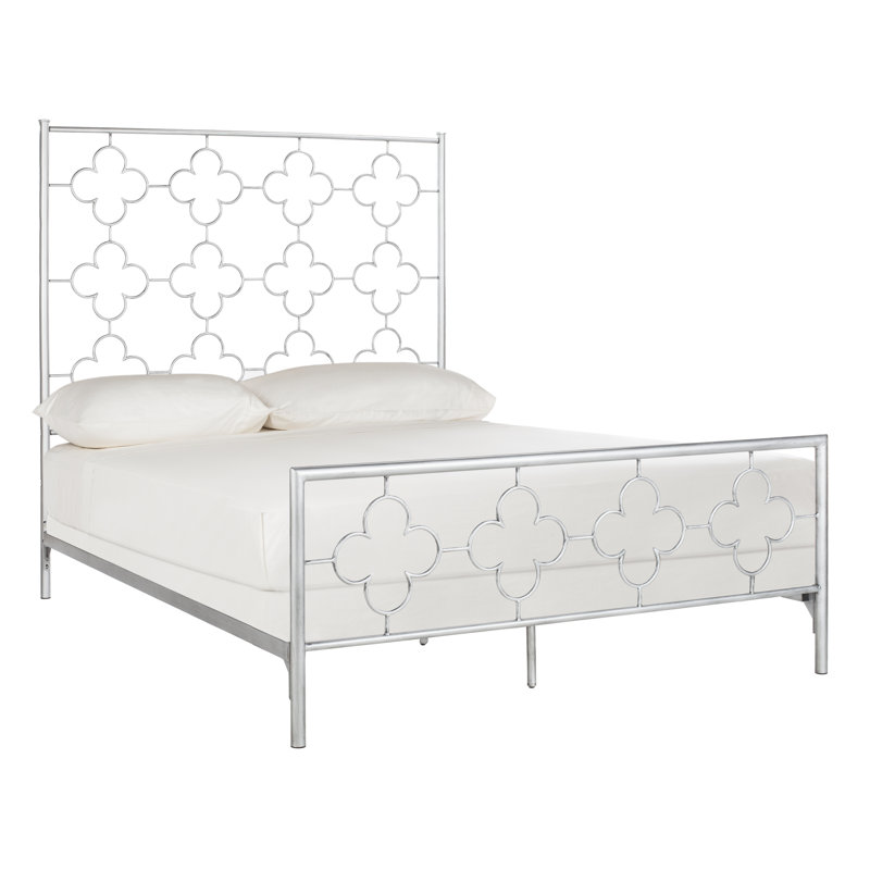 Lit en métal Luan, Lit double, Argent antique