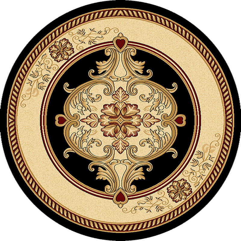 Tapis noir / beige Ramsel, Rond 7 pi 9 po