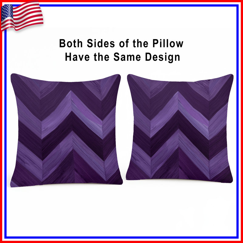 Purple Chevron Pattern Double Sided Throw Pillows, 16 x 16 inches
