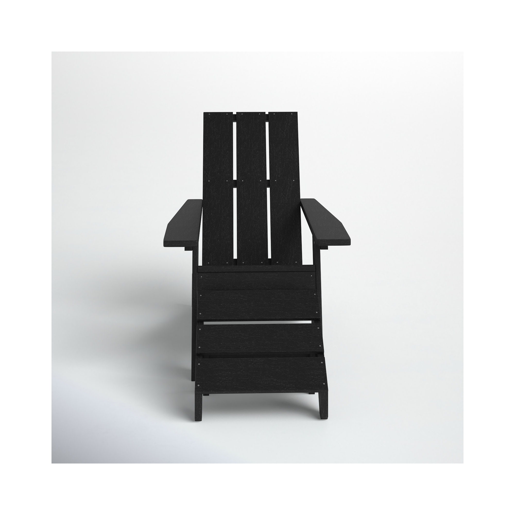 Byrnes Outdoor Adirondack Chair With Ottoman, Black