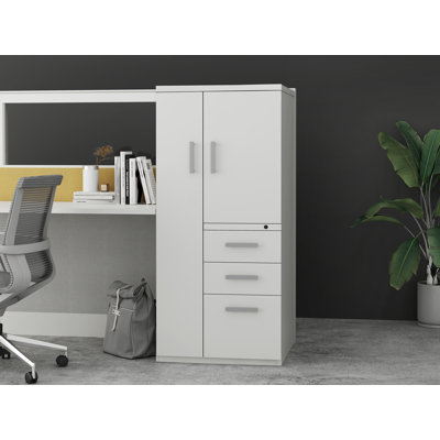 Interra Steel Filing Storage Cabinet With 3 Drawers, Interlock System, Smooth Open-Close,Left