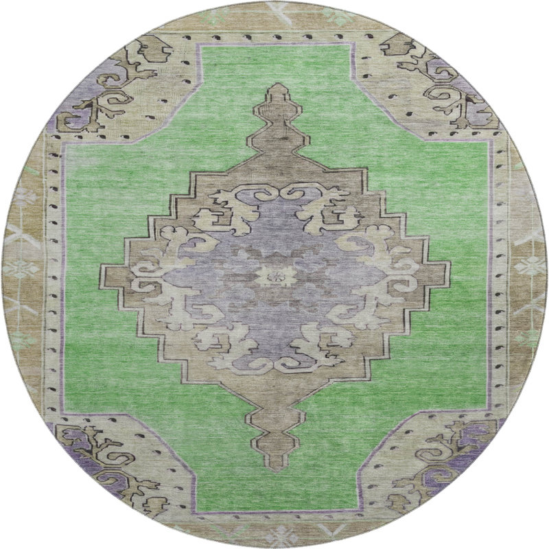 Premium Machine Washable Lubbers AMF1731 Global Rug, Round 8'
