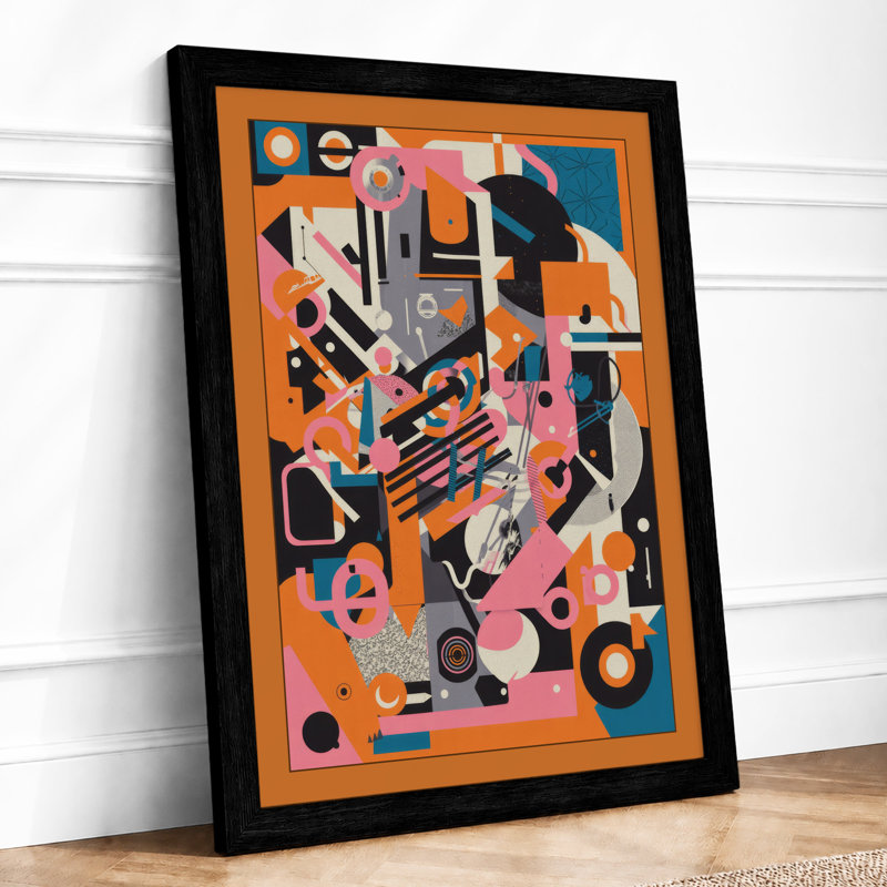 Mechanical Reverie Geometric - Framed Print, A2 - 59.4 x 42.0 cm, Black