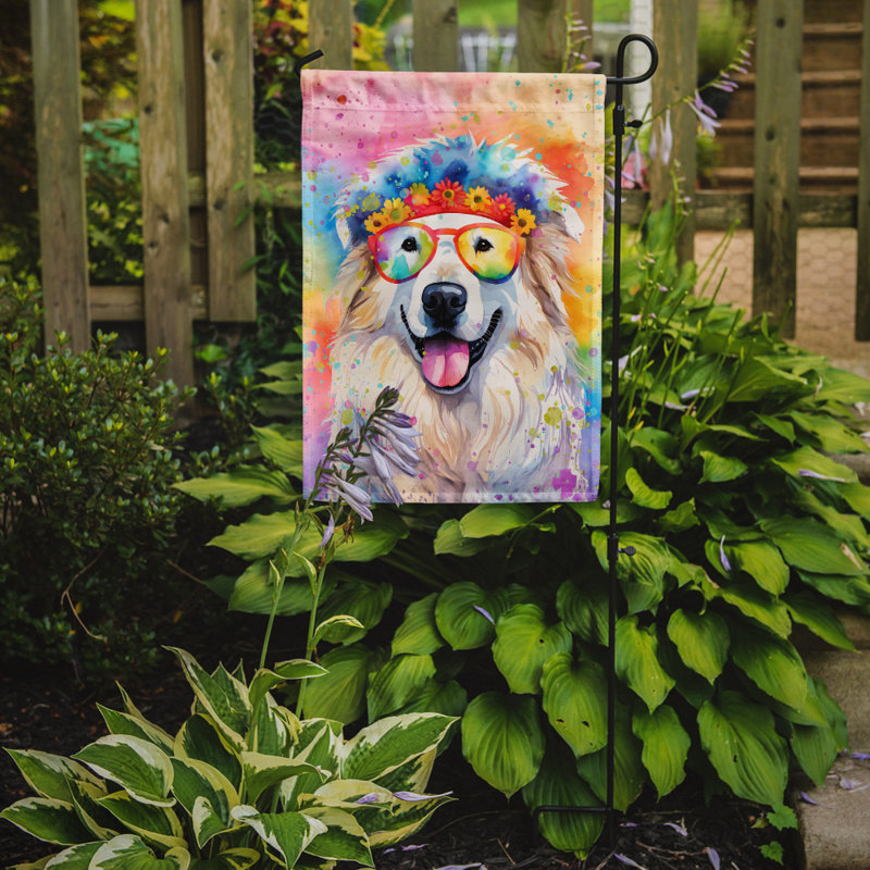 Drapeau de jardin Hippie Dawg, Corail des Grandes Pyrénées