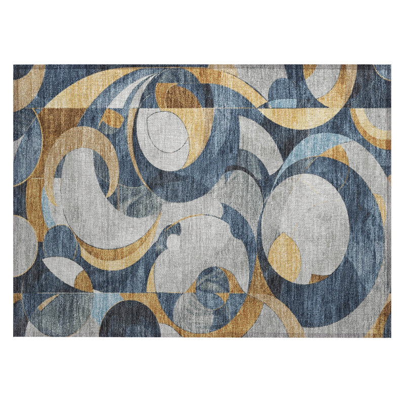 Machine Washable Indoor/Outdoor Kimberlin ACN2175 Geometric Rug, Rectangle 1'8" x 2'6"