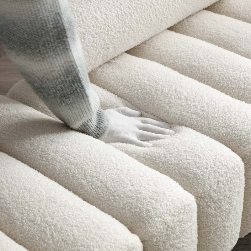 Gracelee Upholstered 53.2'' Sofa, Beige Faux Sherpa Fleece Fabric