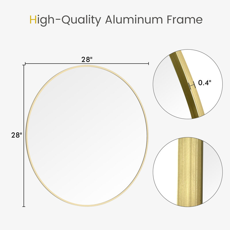 Karrina Round Metal Accent Mirror, 28" x 28", Gold
