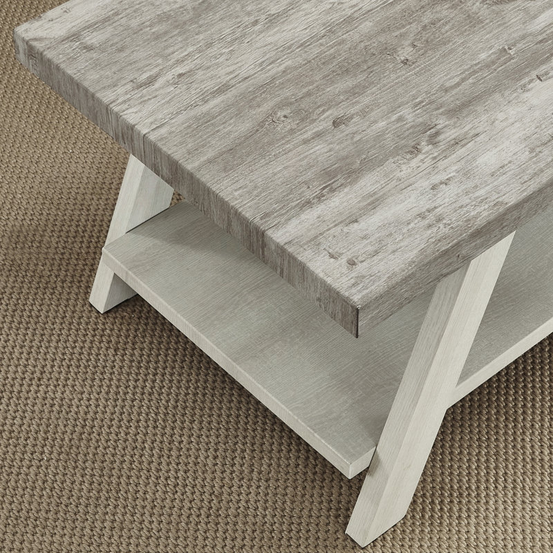 Table de bout à deux tons en gris vieilli et beige