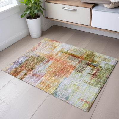 Premium Machine Washable Ducote AMF1067 Squares Rug