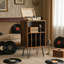 Support pour tourne-disque en vinyle avec rangement pour albums, armoire à plateau tournant avec tablettes ouvertes, table de bout moderne Mid-Century pour le salon