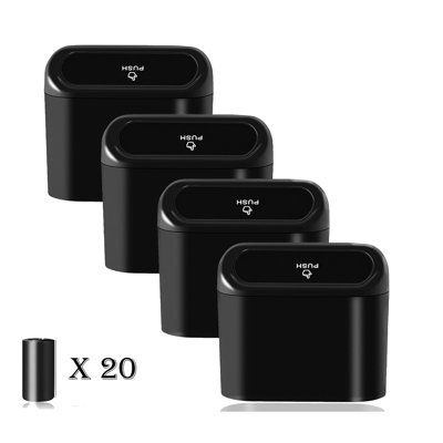 4-Piece Mini Leakproof Car Trash Can Set with Lid & 20 Trash Bags, Universal Vehicle Organizer for Front & Back Seats