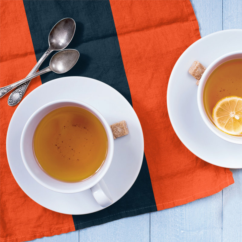 Stripe Tea Towel Kitchen Towel, Poly Twill, Orange/Navy Football