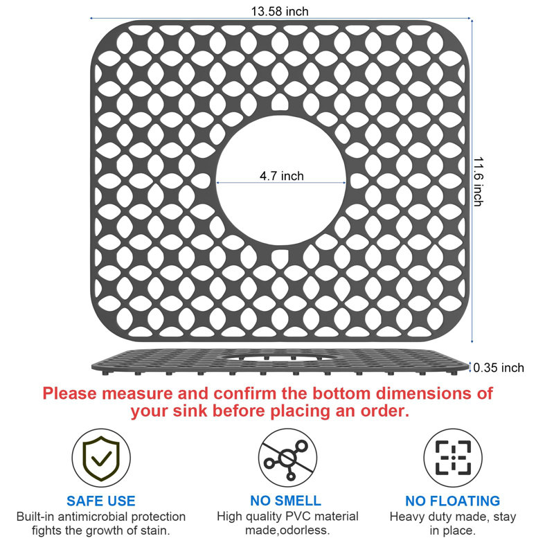 2PCS Non-Slip Silicone Sink Mats For Kitchen, Heat Resistant Sink Protector Mat With Rear Drain Design For Stainless Steel Porcelain Sink