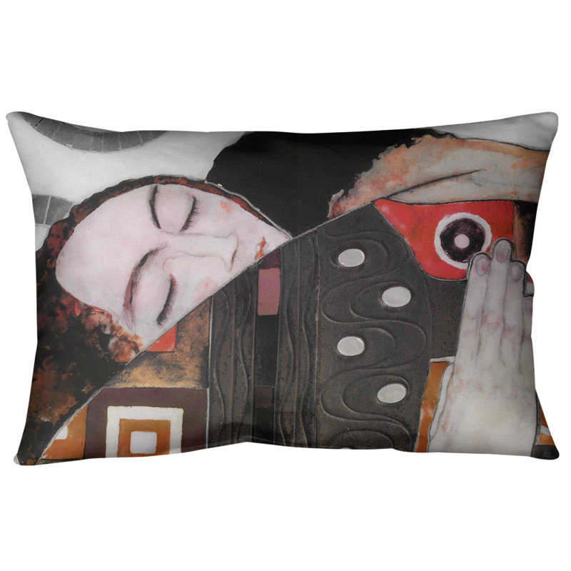 Coussin de support lombaire, Rouge / dégradé orange, Polyester sergé