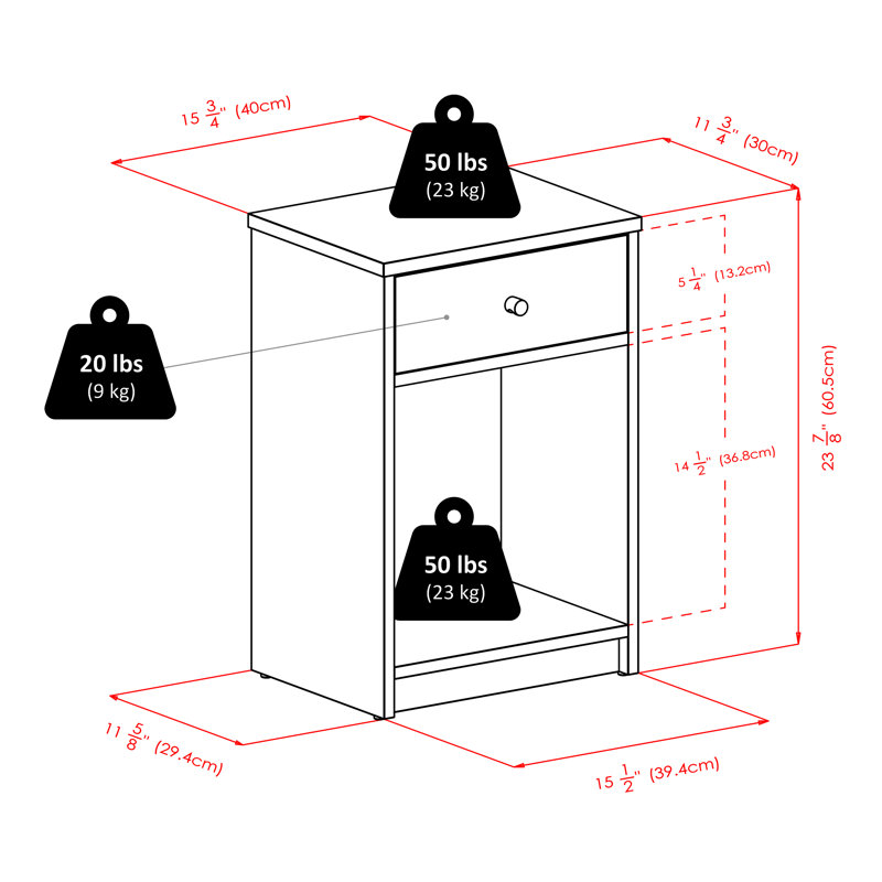Lesse End Table with Storage, Black