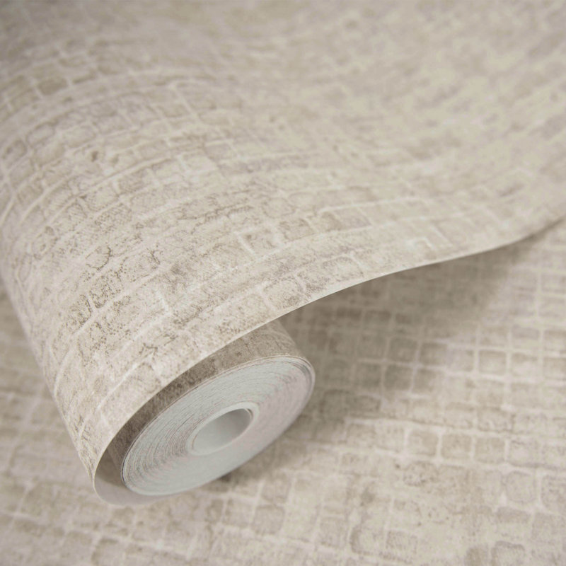 Cerra Collection Ciel Geometric Tile Design Wallpaper Roll, Beige