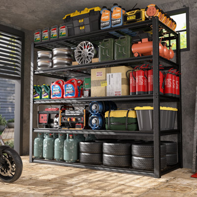 Étagère de rangement réglable en maille métallique robuste pour tablettes de garage