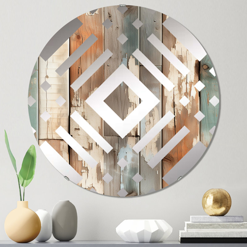 Rustic Planks Harmony - Diamond Decorative Mirror, 23.6" x 23.6"
