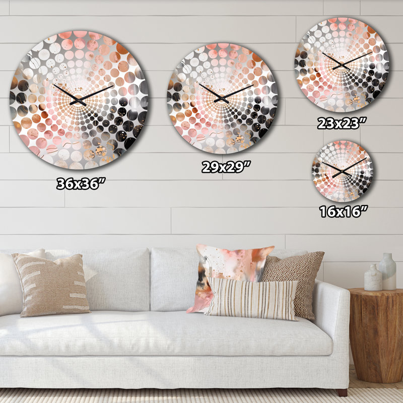 Horloge murale en marbre rose doré texturé III, Grand