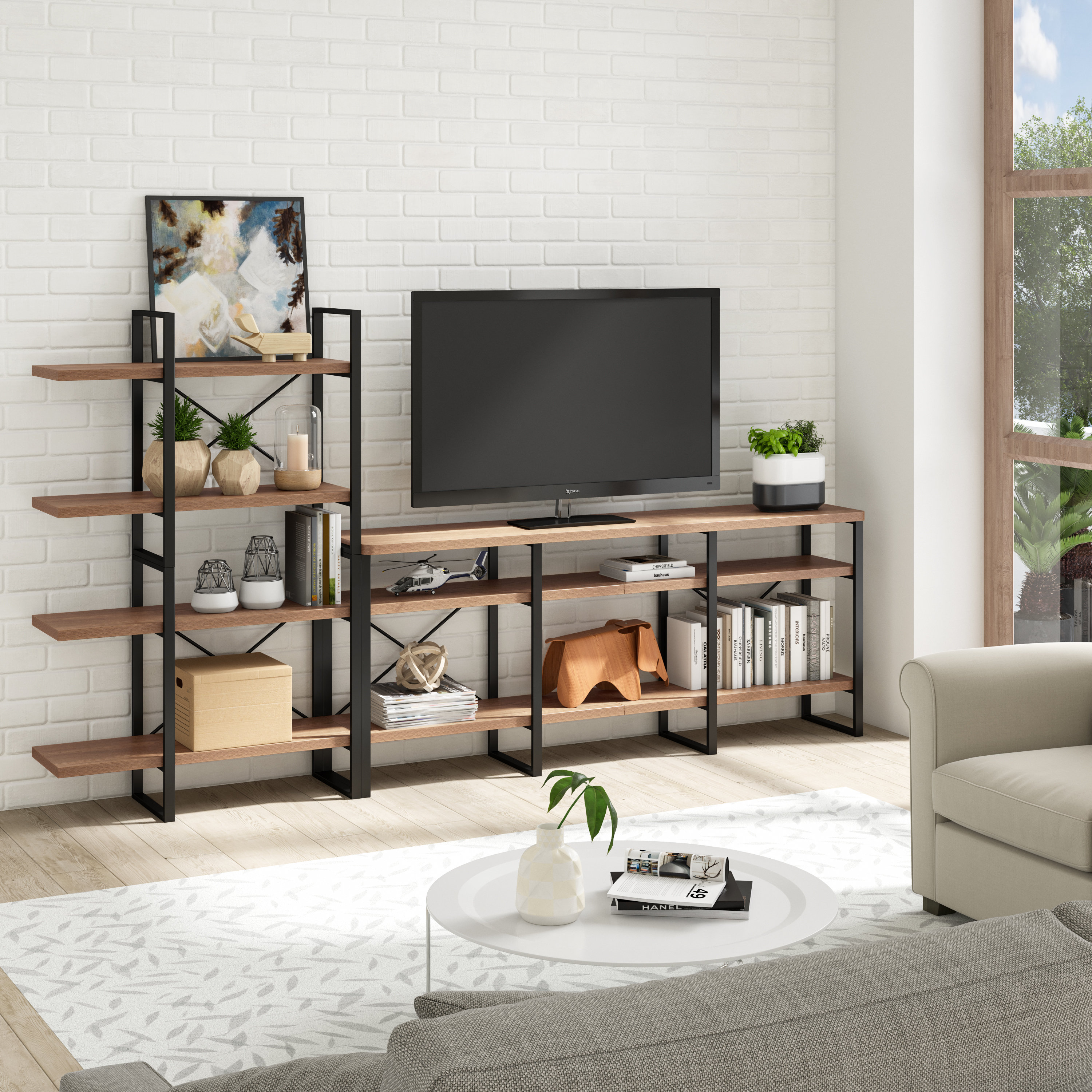17 Stories Open Shelving Entertainment Center for TVs up to 70" Wayfair