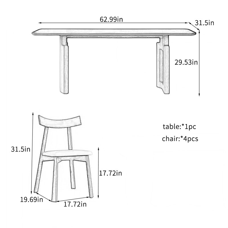 Ensembles de table de salle à manger robustes., H 29,53 po x L 62,99 po x l 31,5 po