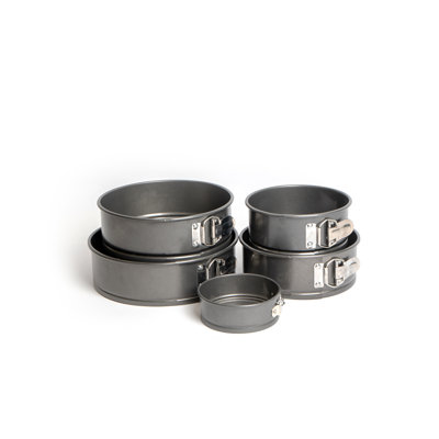 Set of Five Round Non-Stick Spring Form Cake Pans - 11cm, 15cm, 18cm, 20cm & 23cm