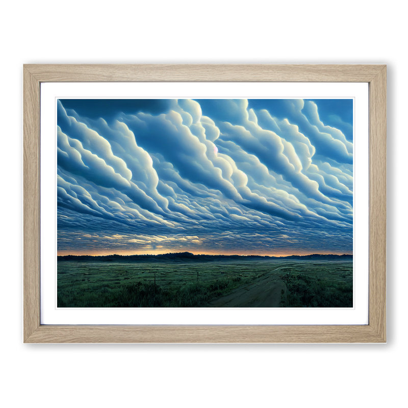 Euphoric Cloudy Sky - Framed Print, 46cm H x 64cm W x 2cm D, Oak