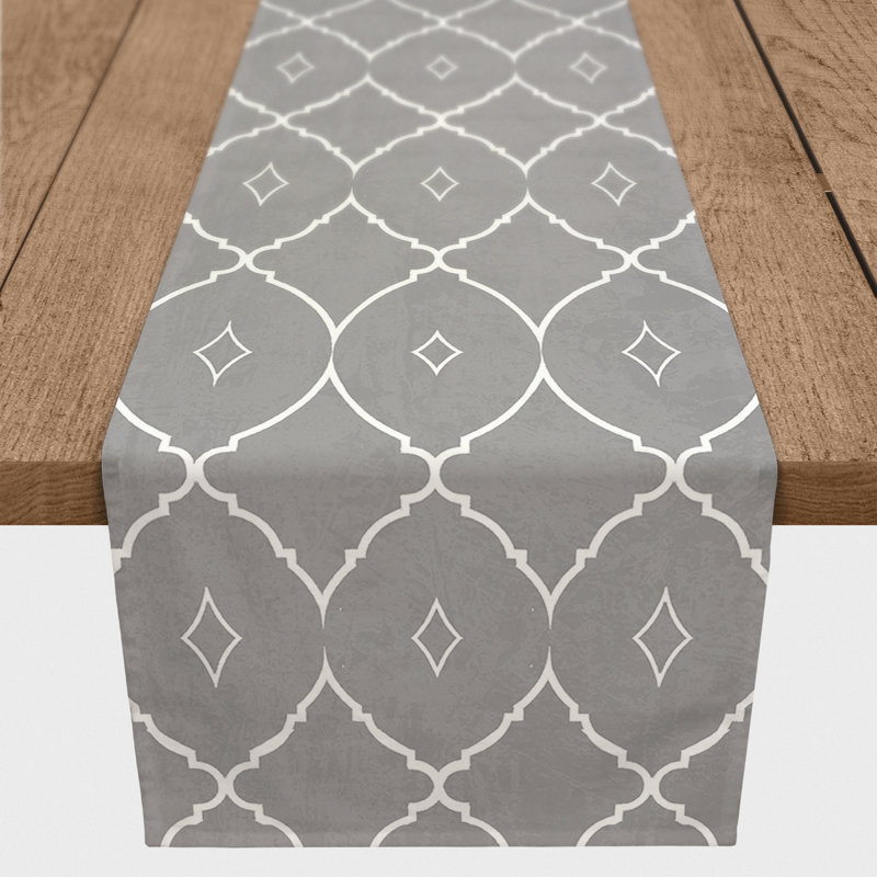 Geometric Table Runner, 72" x 16", Light Gray