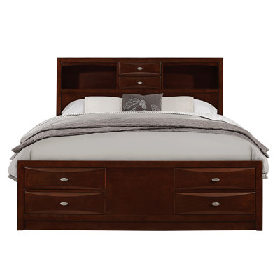 Full Bed, 6 Storage Drawers, Bookcase Headboard, Wood Frame, No Box Spring Needed Size, Modern Style, Main Material