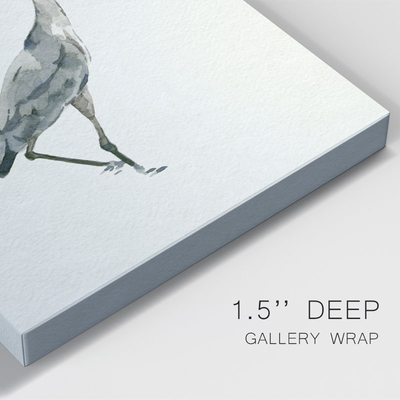 Saltwater Herons I - peinture sur toile tendue, H 12 po x l 8 po x P 1,5 po