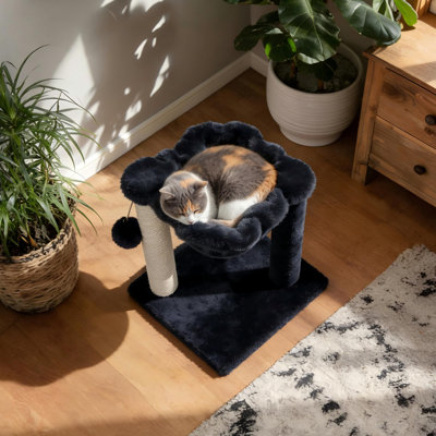 14.1" Cat Tree Tower With Hammock, Sisal Scratch Post And Dangling Ball