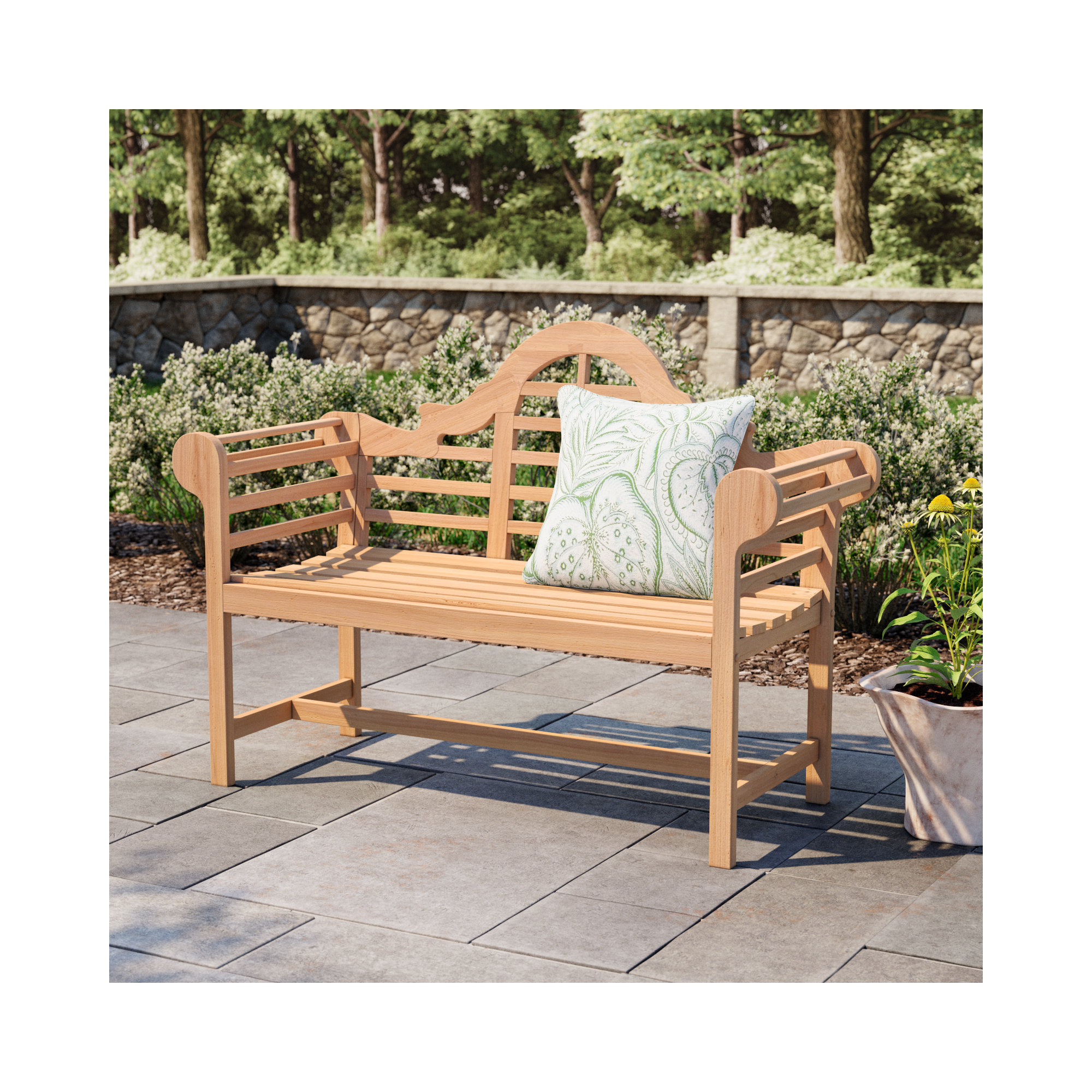 Bea Teak Outdoor Bench, 38.75" H x 54.25" W x 23.5" D