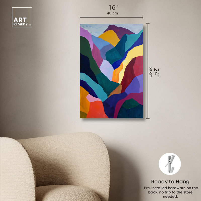 Art mural abstrait Mid-Century, Toile tendue, H 36 po x l 24 po