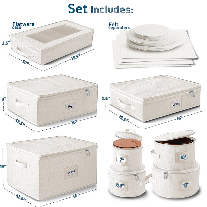 Ensemble de rangement pour vaisselle 8 pièces, Beige