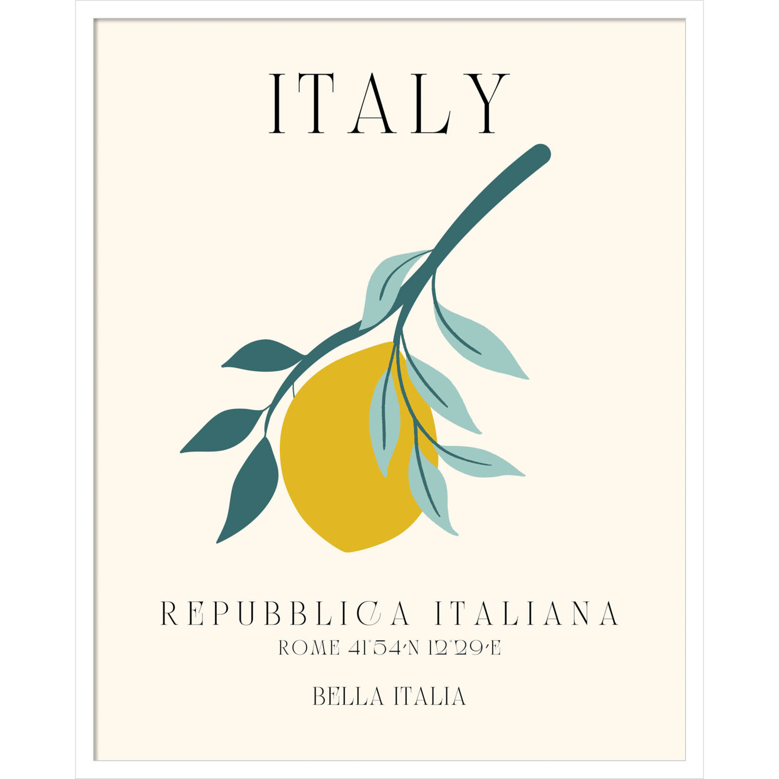 Mirando "Italy Travel Poster" Print, White Framed, 27" W x 33" H x 1" D