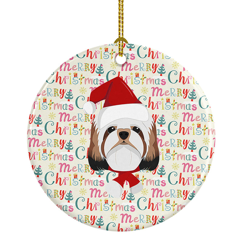 Ornement suspendu Shih Tzu Merry Christmas