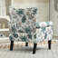 Fauteuil à oreilles Mid-Century moderne avec pieds robustes en bois-130138552