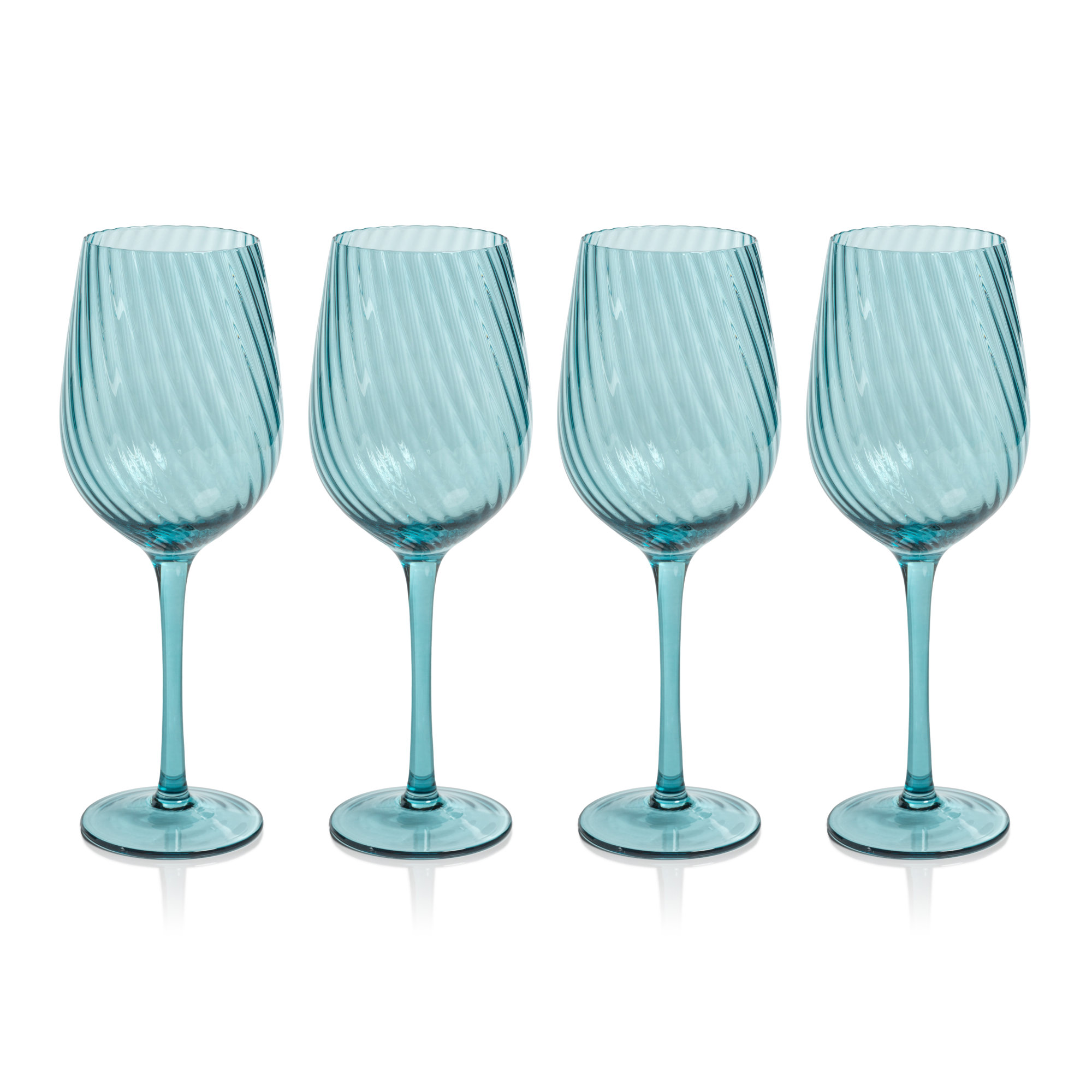 Sesto Optic Swirl White Wine Glasses, Set of 4, Blue