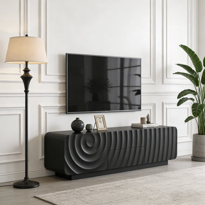 Meuble télé 58 po avec 2 tiroirs et armoire de rangement Mid-Century