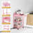 Pink Wooden Rolling Utility Trolley Cart With 1 Drawer 2 Shelves-125382716