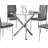 Tipler Round Glass Top Metal Base Dining Table